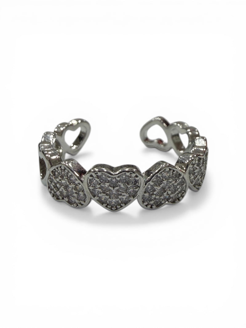 Anello con cuori zirconati