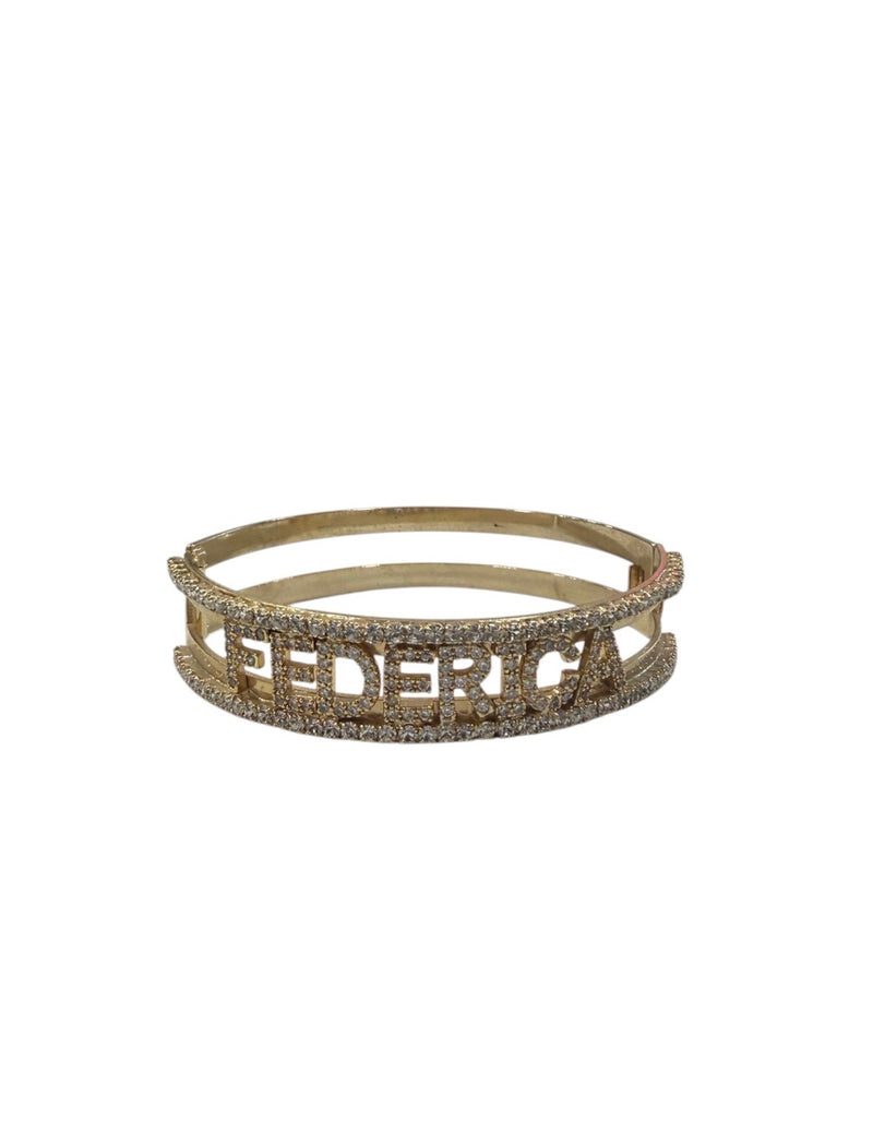 Bracciale a manetta zirconato personalizzabile