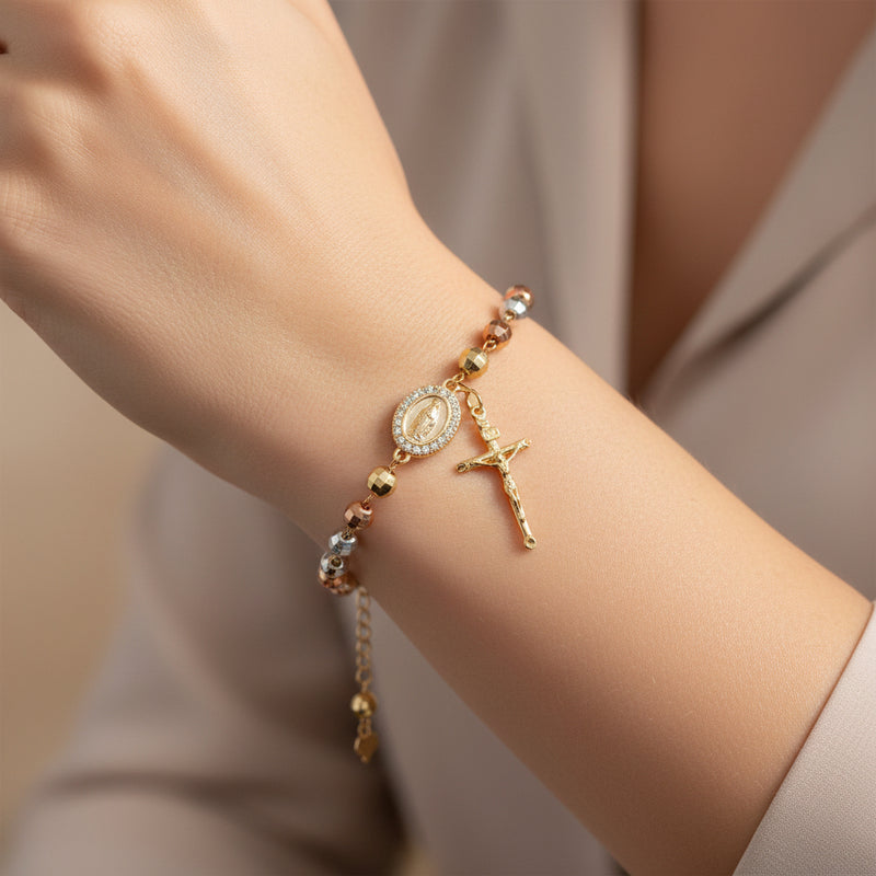 Bracciale 1000 luci a rosario con sfere incise da 6mm